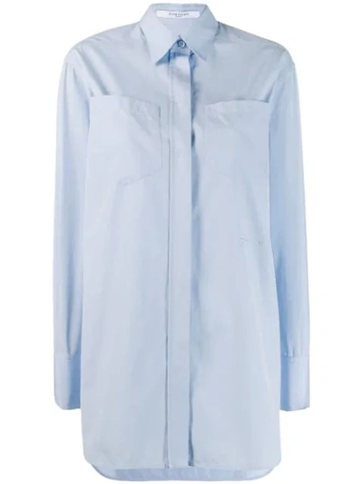 Shop Givenchy Tailored Concealed Button Shirt In Blue