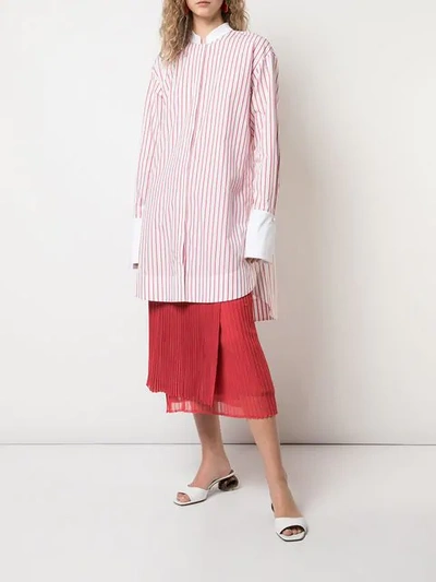 Shop Marina Moscone High-waist Pleated Silk Skirt In Red