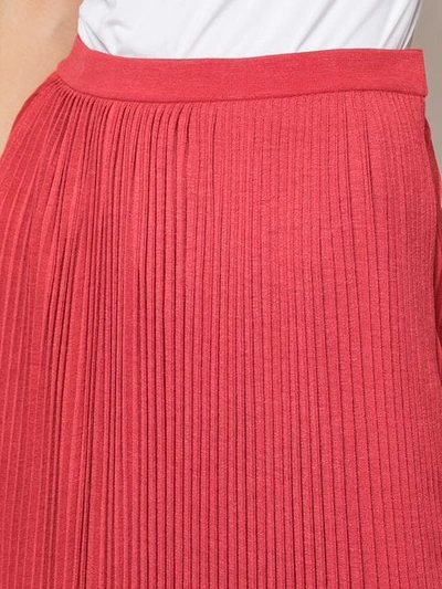 Shop Marina Moscone High-waist Pleated Silk Skirt In Red