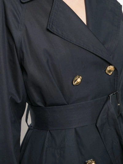 Shop Tibi Double Breasted Trench Coat In Blue