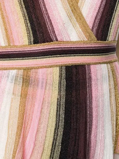 Shop M Missoni Striped V-neck Top In Pink