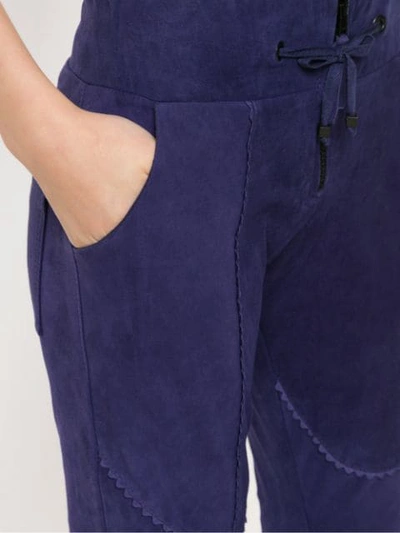 Shop Andrea Bogosian Leather Skinny Trousers In Blue