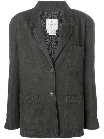 Pre-owned Fendi Denim Blazer In Grey