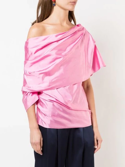 Shop Rosie Assoulin Off-the-shoulder Blouse In Pink