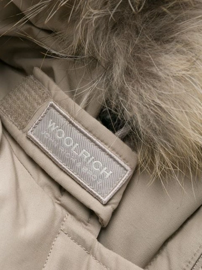 Shop Woolrich Faux Fur Hooded Coat In Neutrals