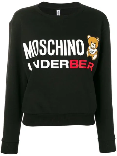 Shop Moschino Underbear Print Sweatshirt In Black