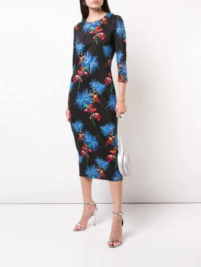 Shop Diane Von Furstenberg Floral Shift Dress In Black