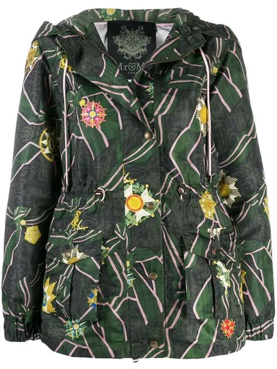 Shop Mr & Mrs Italy Patterned Rain Jacket In Green