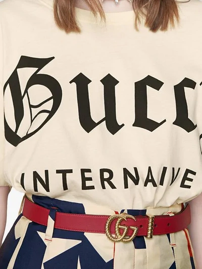 Shop Gucci "guccy Internaive Xxv" Cotton T-shirt In White