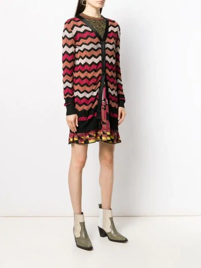 Shop M Missoni Zig-zag Stripe Cardigan In Red