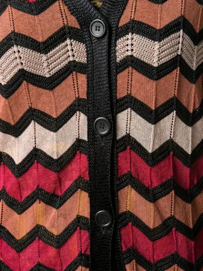 Shop M Missoni Zig-zag Stripe Cardigan In Red