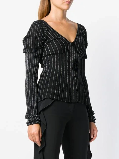 Shop Sonia Rykiel Striped Fine Knit Sweater In Black