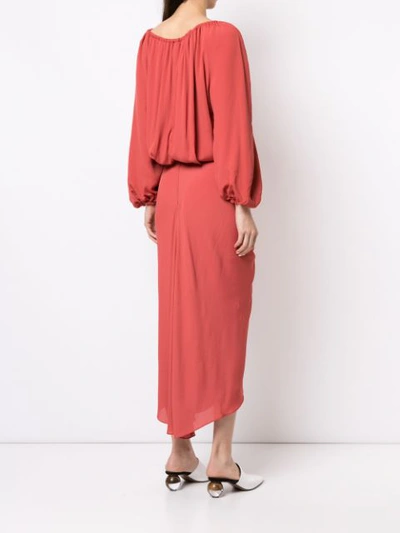 Shop Bianca Spender Madeline Drawstring Dress In Red