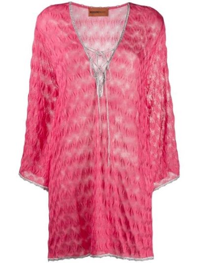 Shop Missoni Short Textured Dress In Pink