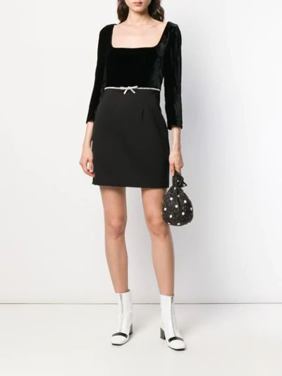 Shop Miu Miu Embellished Mini Dress In Black