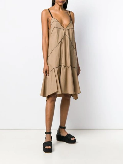 Shop Dorothee Schumacher Stitch Detail Flared Dress In Brown