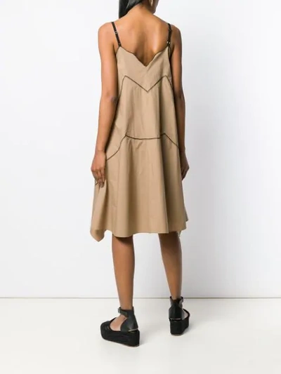 Shop Dorothee Schumacher Stitch Detail Flared Dress In Brown