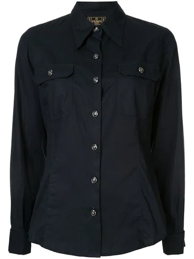 FENDI Pre-owned 1990s Pointed Collar Shirt In Blue