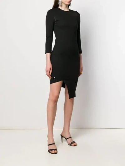 Shop Philipp Plein Asymmetric Fitted Dress In Black