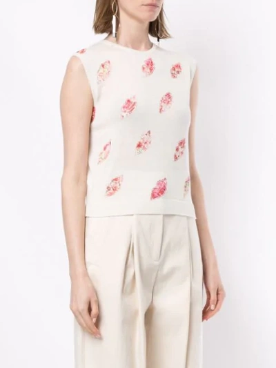 Shop Giambattista Valli Appliqué Detail Knitted Top In White