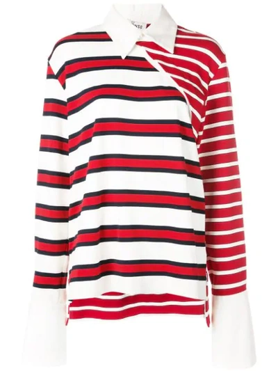 Shop Monse Striped Twisted Rugby Top In White
