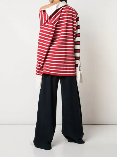 MONSE STRIPED OFF SHOULDER SHIRT - 白色