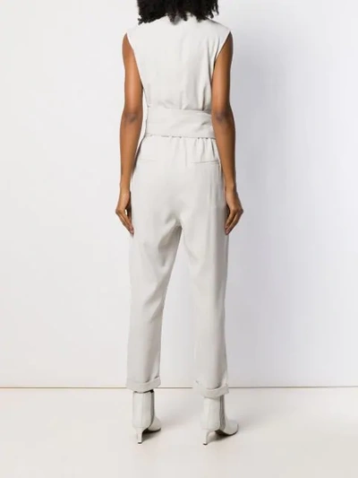 Shop Brunello Cucinelli Belted Jumpsuit In White