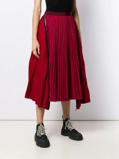 Shop Sacai Melton Skirt In Red