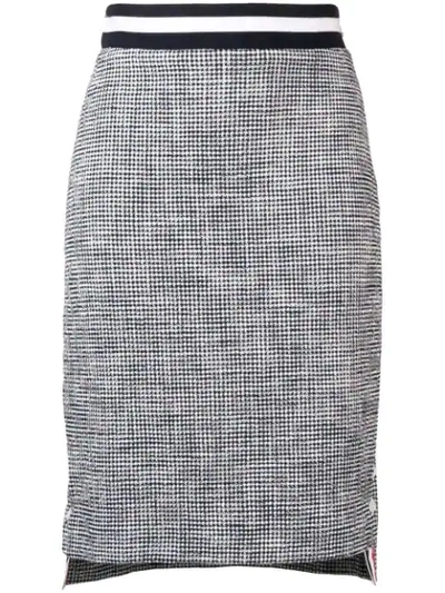 Shop Thom Browne Textured Tweed Pencil Skirt In Blue