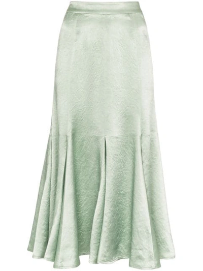 Shop Sies Marjan Holly High Waisted Satin Midi Skirt In Green