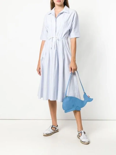 Shop Thom Browne University Stripe Drawstring Dress In Blue