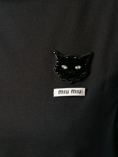 Shop Miu Miu Cat Embellished T-shirt In Black