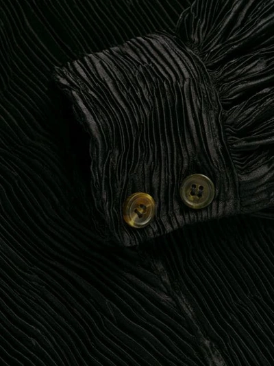 Shop Ganni Pleated Shirt In Black
