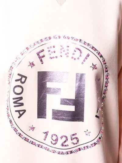 Shop Fendi Embellished Ff Logo Sweatshirt In Pink