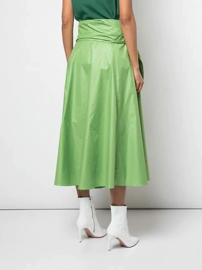 Shop Tibi Glossy Wrap Skirt In Green