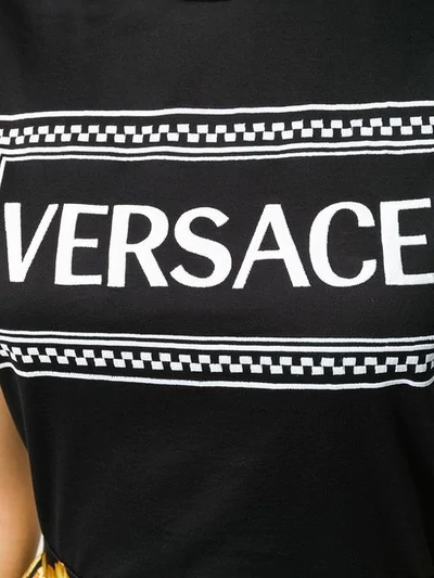 Shop Versace Logo Embroidered Tank Top In Black