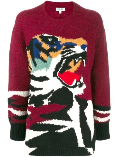 Shop Kenzo Tiger Intarsia Jumper In Red