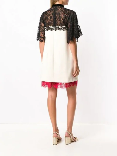 Shop Gucci Lace Panels Short Dress In 9066 Almond Flower