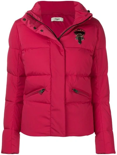 Shop Fendi Karlito Padded Jacket In Red
