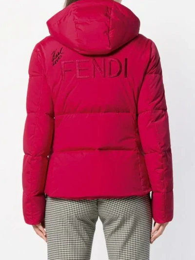 Shop Fendi Karlito Padded Jacket In Red