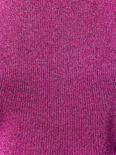 Shop Red Valentino Round Glitter Ruffle Sleeve Sweatshirt In Pink