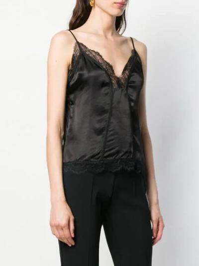Shop Pinko Lace Trimmed Camisole Top In Z99 Black