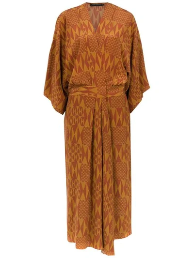 Shop Andrea Marques Kimono Dress - Brown