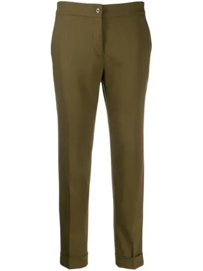 Shop Etro Cropped Trousers In Green