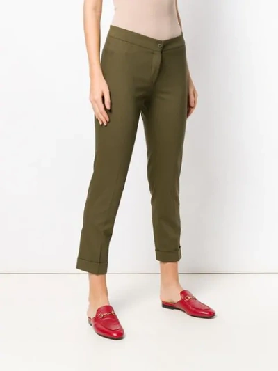 Shop Etro Cropped Trousers In Green