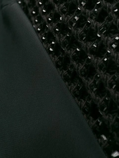 Ermanno Scervino Boxy Top In Black Perforated Knit With Rhinestones In Black