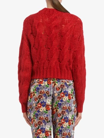 Shop Prada Cropped Mohair Sweater In Red