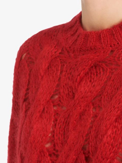 Shop Prada Cropped Mohair Sweater In Red