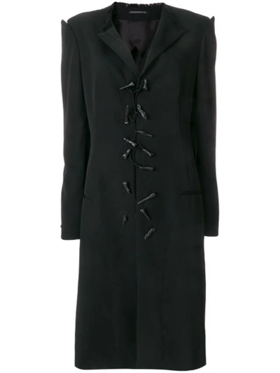 Shop Yohji Yamamoto Toggle Longline Coat - Black
