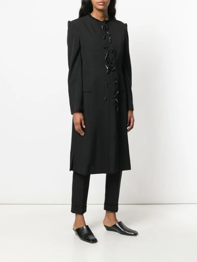 Shop Yohji Yamamoto Toggle Longline Coat - Black